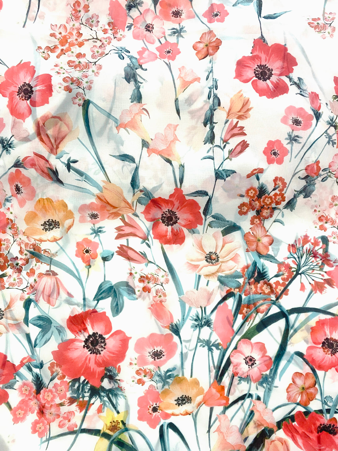 Tejido gasa amapolas 1,50 x 6 m.