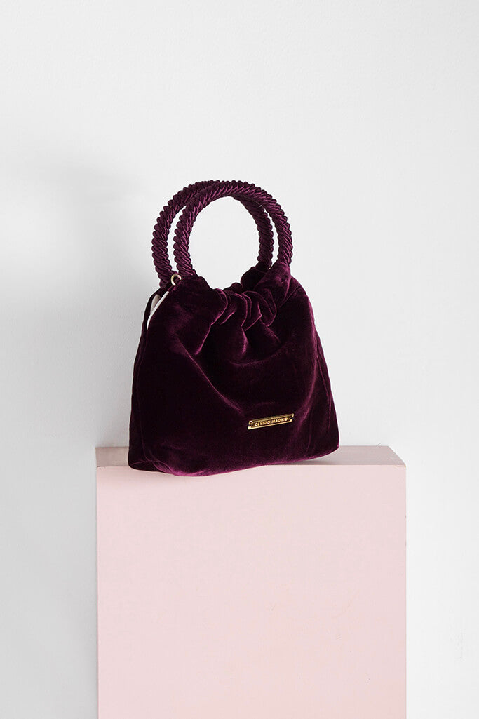 Bolso Mini-Prado · Terciopelo Berenjena