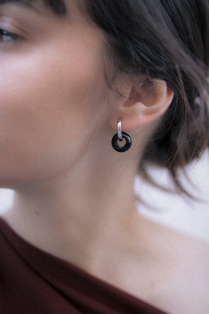 Aros Obsidiana · Plata