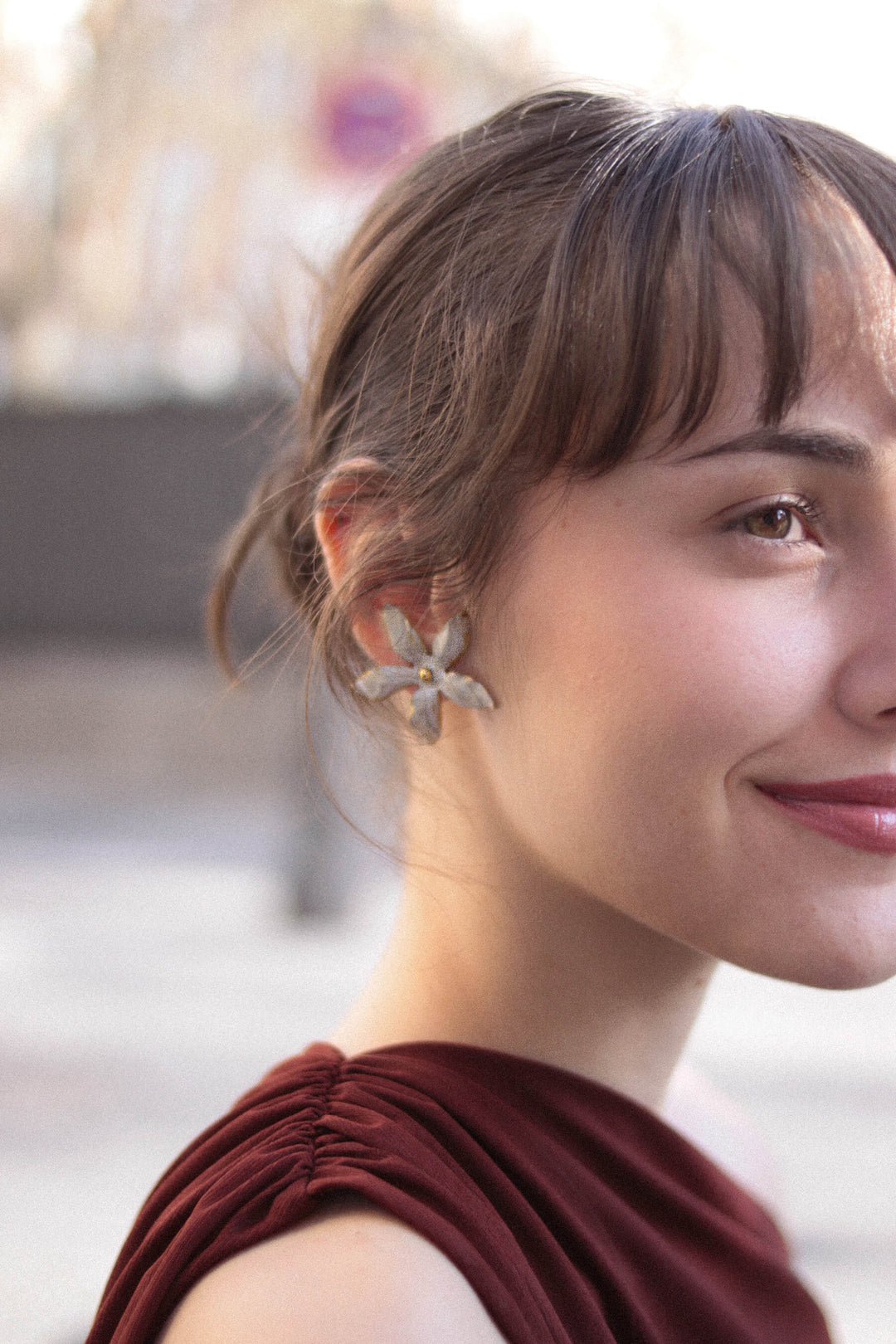 Pendientes Flor · esmalte Nácar