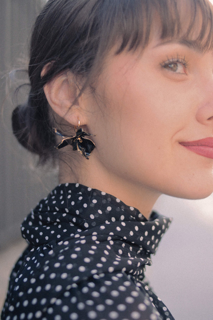 Pendientes Fiorela XL · Esmalte Negro