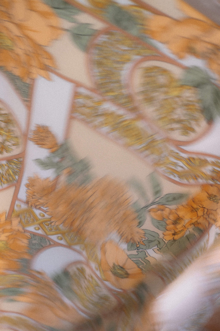 Pañuelo vintage · Flores melocotón