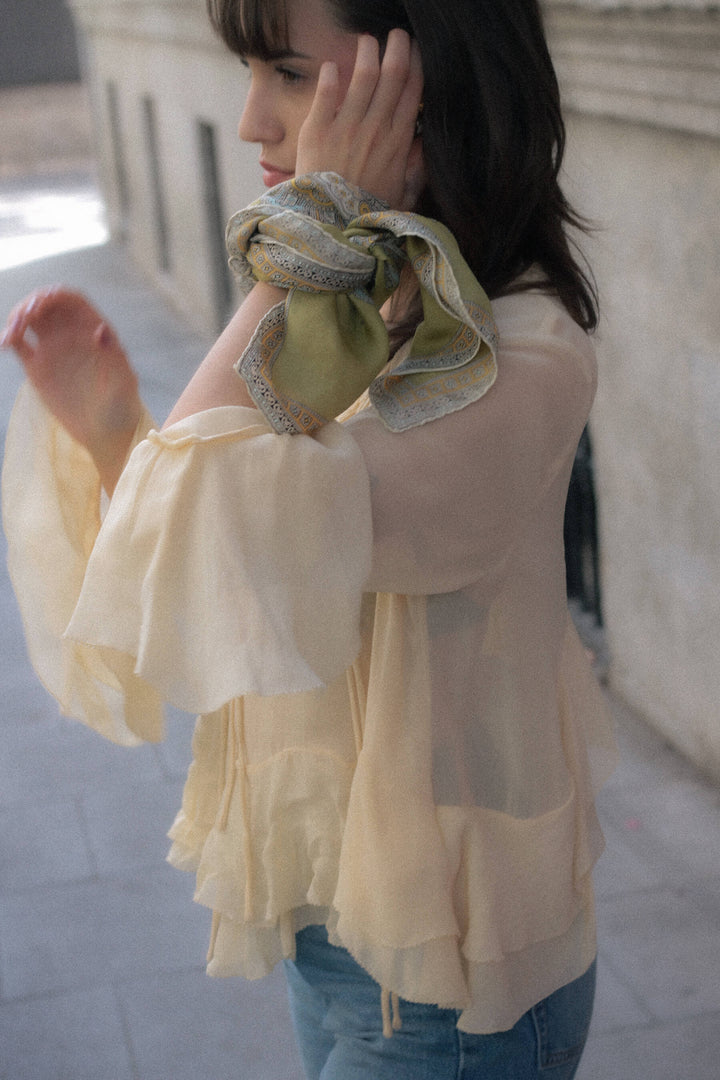 Pañuelo de seda · Paisley verde