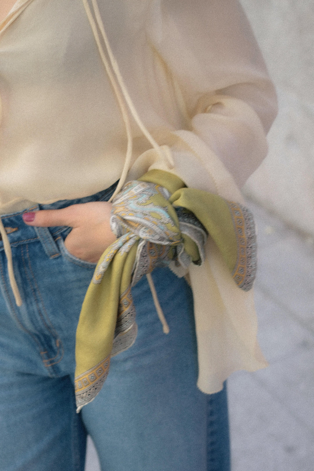 Pañuelo de seda · Paisley verde