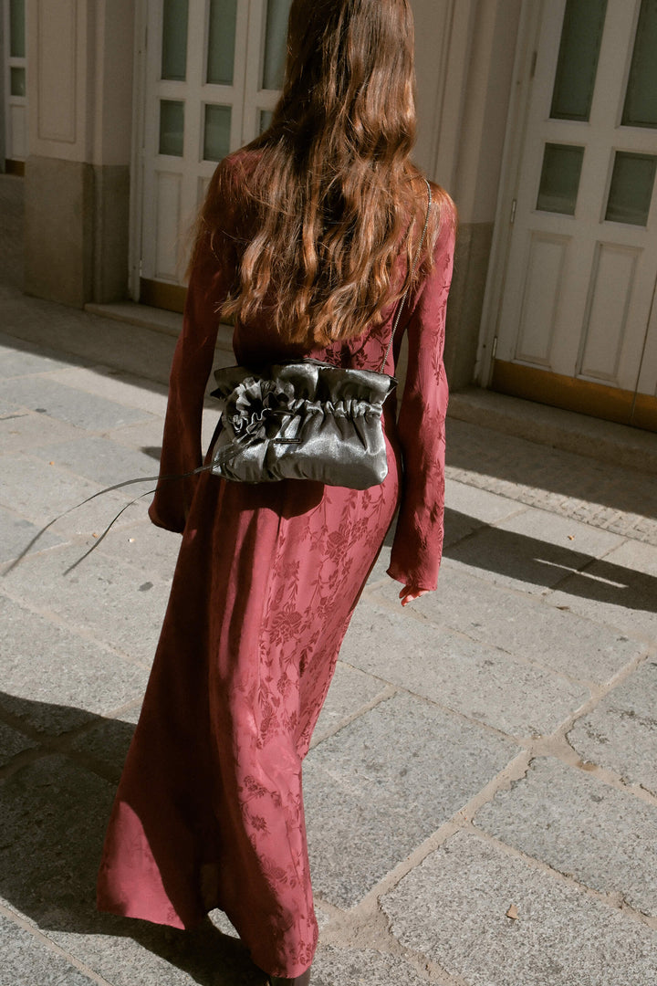 Bolso Valentina con Flor · Plata