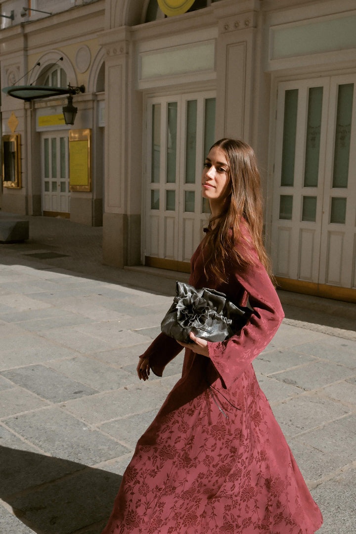 Bolso Valentina con Flor · Plata
