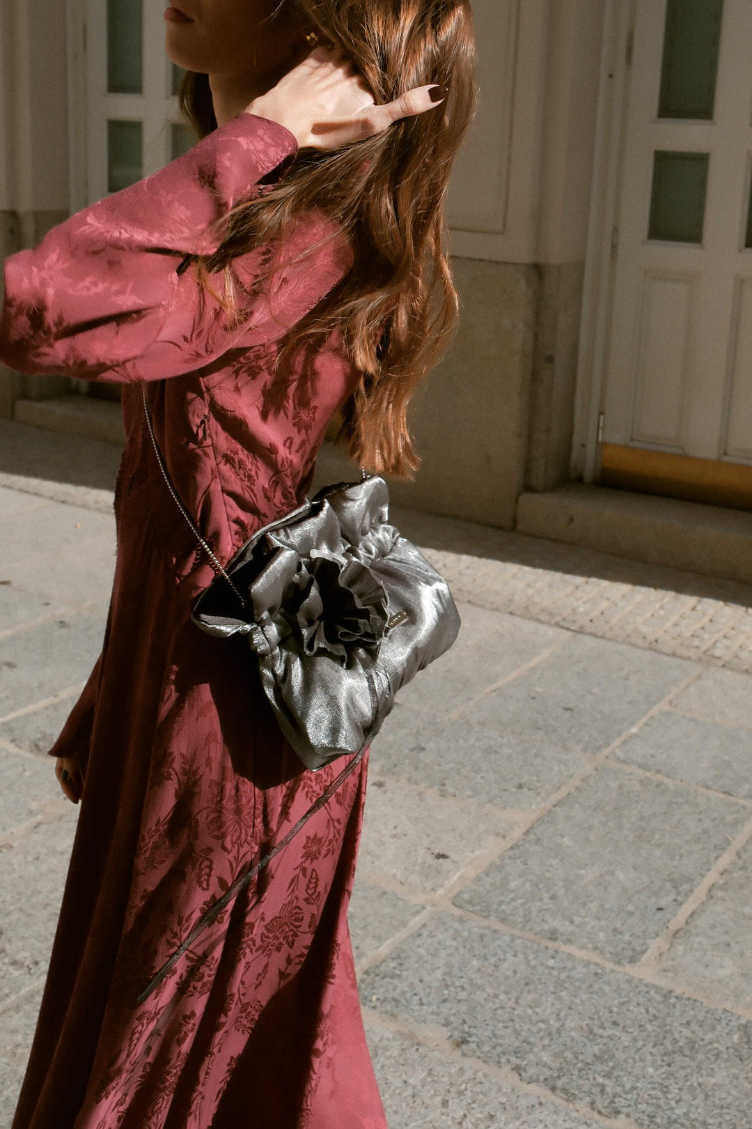 Bolso Valentina con Flor · Plata