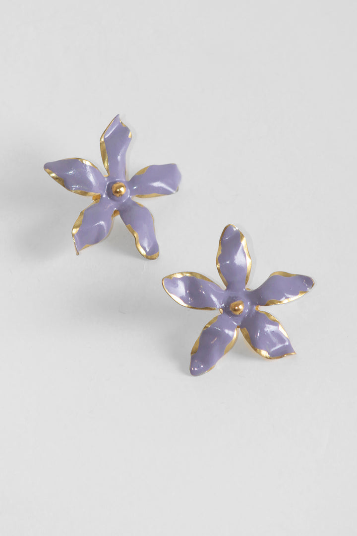 Pendientes Flor · esmalte Malva