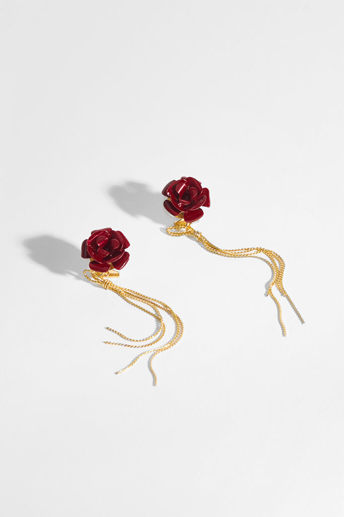 Pendientes Rose · Granate
