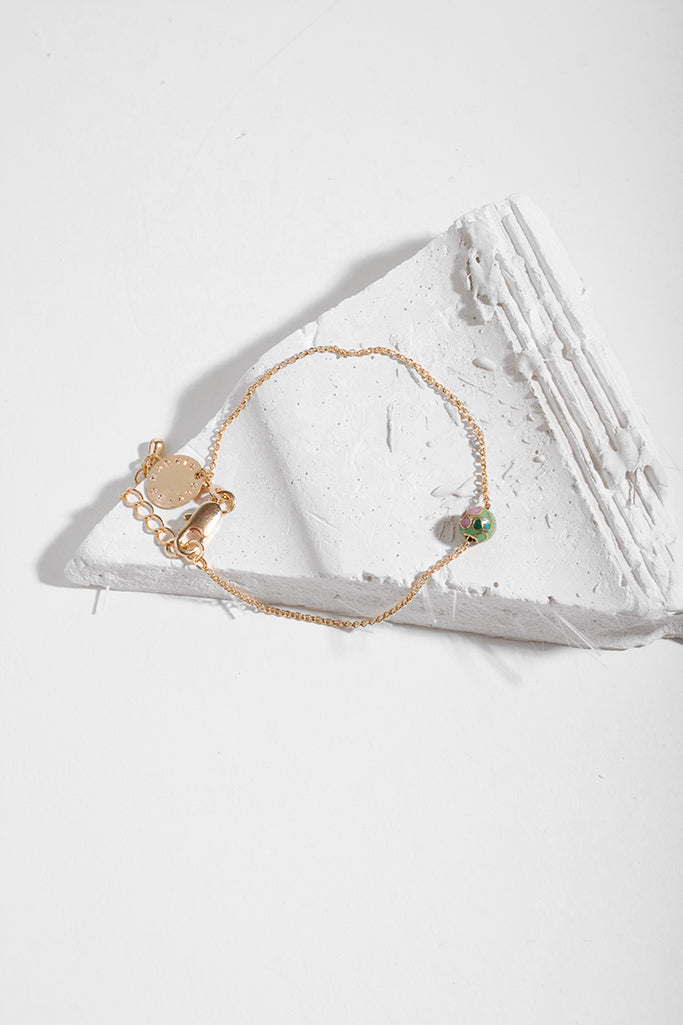 Pulsera Asia · Pieza de Cloisonné verde