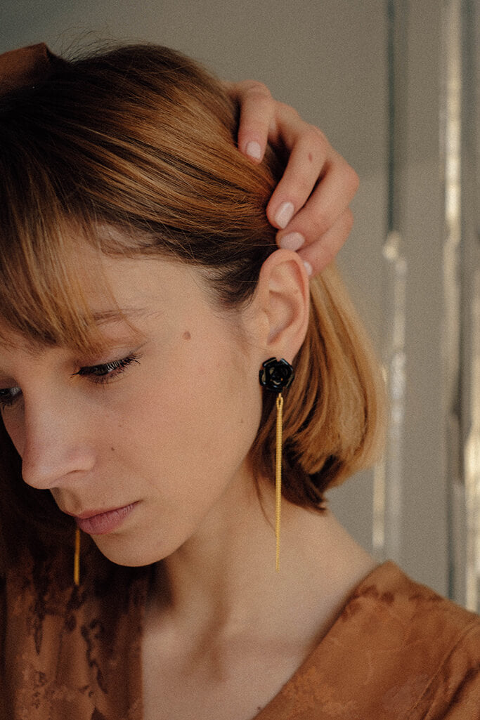 Pendientes Rose · Negro