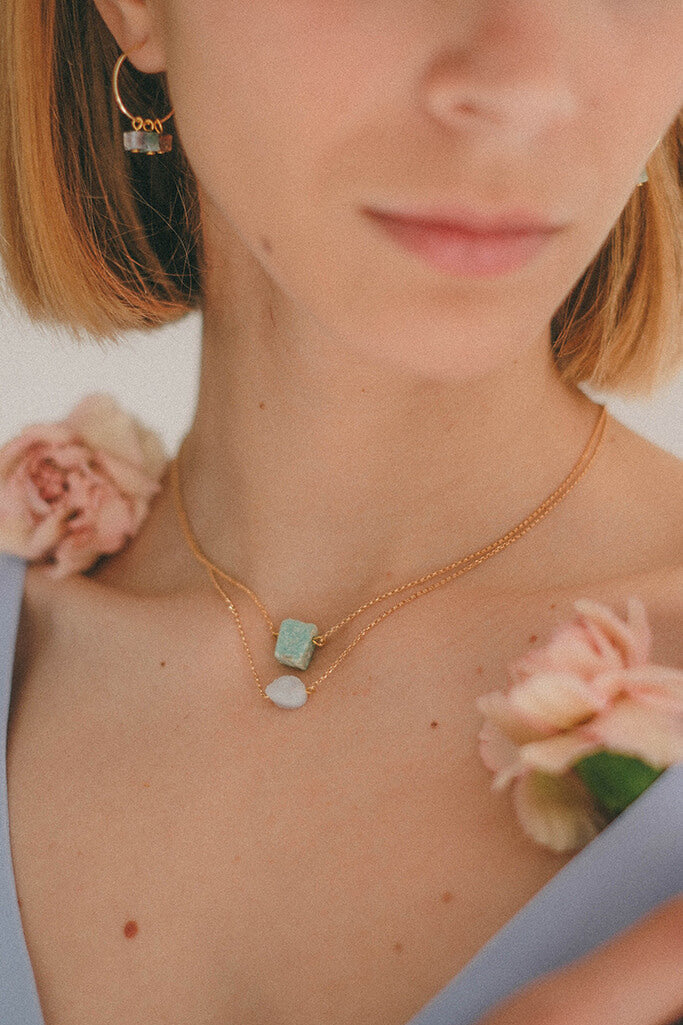 Collar Gem · Calcedonia Azul